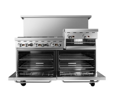 GAS RANGE 36"+ GRIDDLE 24"+BROILER - 6 BURNER W/OVEN (153CM)