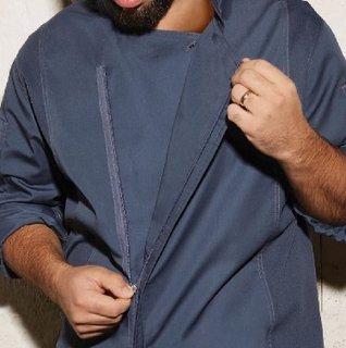 HARTFORD CHEF COAT LONG SLEEVE BLUE - SIZE LARGE