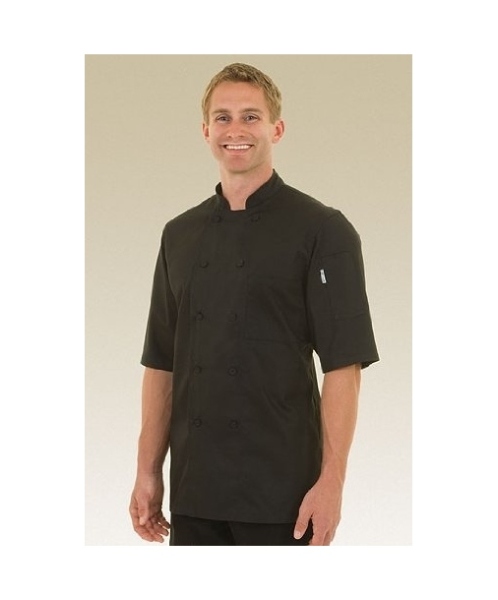 MONTREAL CHEF COAT SHORTSLEEVE BLACK - SIZE MEDIUM
