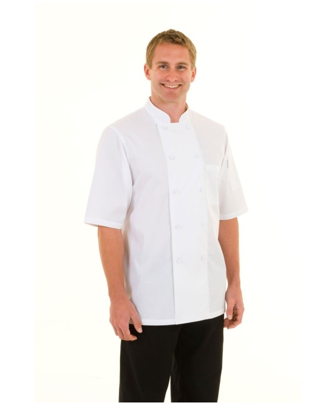 MONTREAL CHEF COAT SHORTSLEEVE WHITE - SIZE MEDIUM