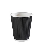 HOT CUP 12oz RIPPLE WALL BLACK - CASE OF 20 PACK