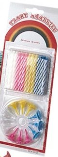 BIRTHDAY CANDLES W/HOLDER - PACK OF 24 EACH