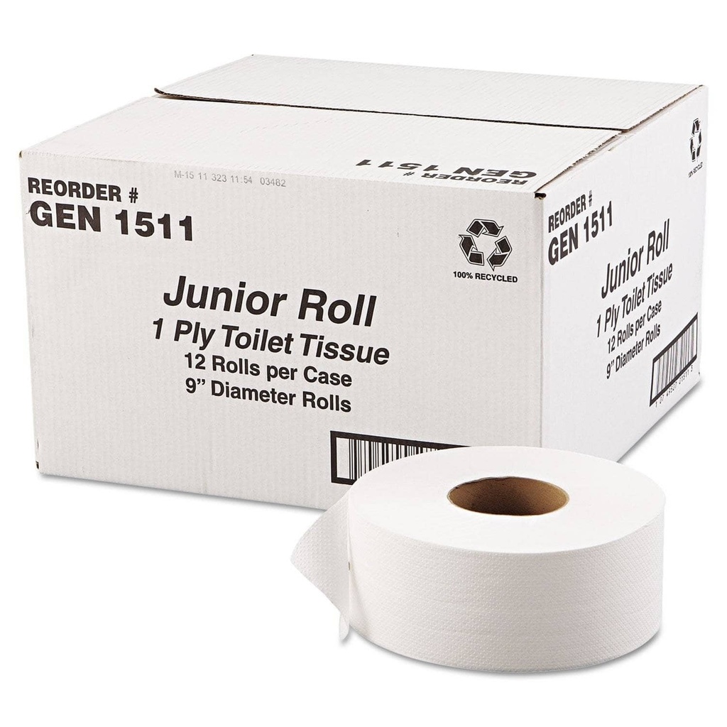 JUMBO BATHROOM TISSUE 1 PLY 3.3X1200' - CASE OF 12 ROLL