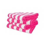 BEACH TOWEL STRIPED WHITE/PINK - DOZEN