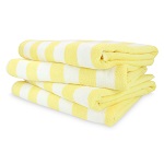 BEACH TOWEL STRIPED WHITE/YELLOW - DOZEN