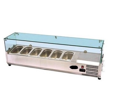 PREPARATION COOLER 1.5M, COUNTERTOP - 220V (6 PANS)