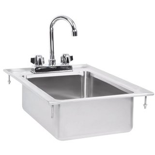 DROP-IN SINK BOWL W/FAUCET, 1COMP (19"x13"x5")