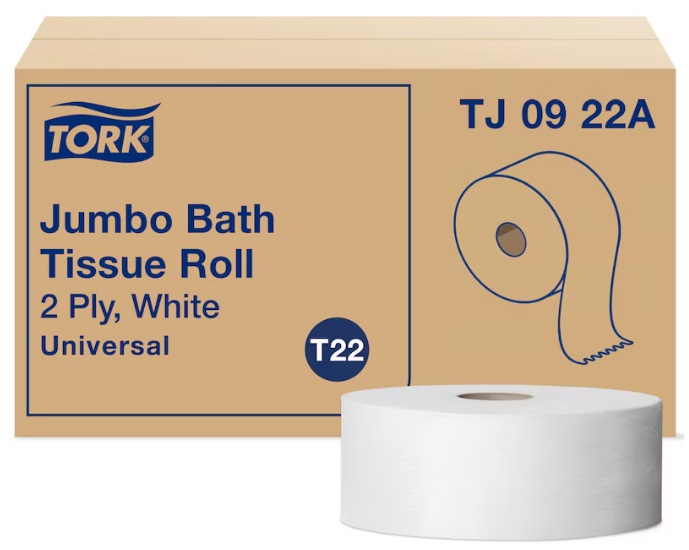 TOILET PAPER JUMBO ROLL OF 1000' 2PLY - CASE OF 12 ROLL
