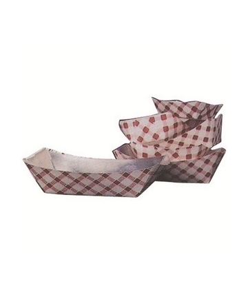 FOOD TRAY PAPER 3LBS RED WHITE CHECK - CASE 500 EACH