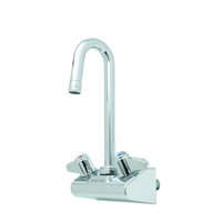 4" WALL MOUNT FAUCET - 3" SWIVEL GOOSENECK, CERAMIC CARTRIDGES