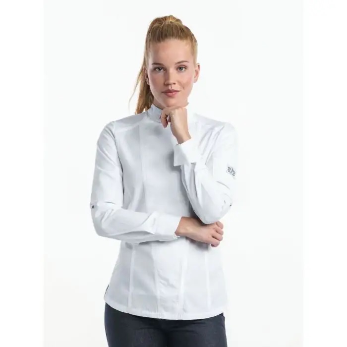 LADY BIKER CHEF JACKET WHITE TBD - SIZE MEDIUM 