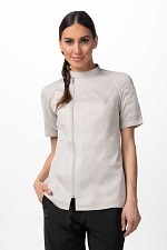 VARKALA CHEF COAT WOMEN'S SHORT SLEEVE NATURAL - SIZE MEDIUM
