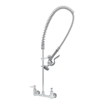 PRE-RINSE, 8" WALL MOUNT FAUCET - COMPRESSION CARTRIDGES