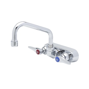 4" WALL MOUNT FAUCET - 6" SWIVEL SPOUT, COMPRESSION CARTRIDGES