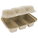 3-COMPARTMENT FIBER TACO TRAY - PACK OF 50 EACH