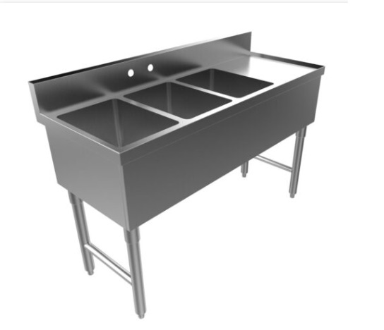 BAR SINK SS 3 COMPARTMENT, W/ RIGHT DRAINBOARD TBD