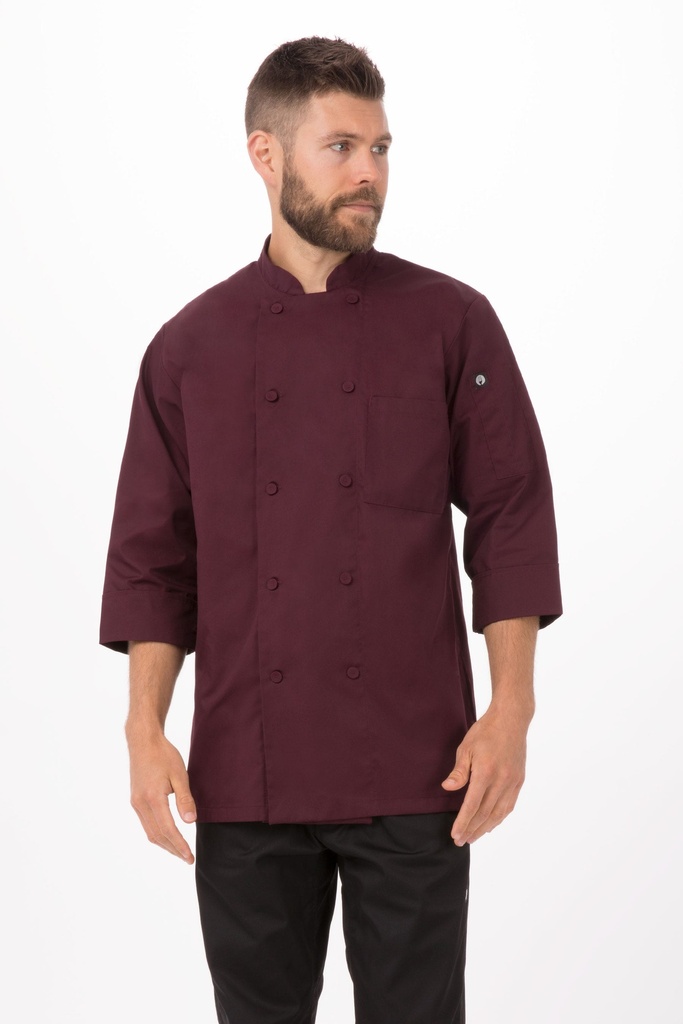 MOROCCO CHEF COAT 3/4 SLEEVE MERLOT - SIZE XLARGE