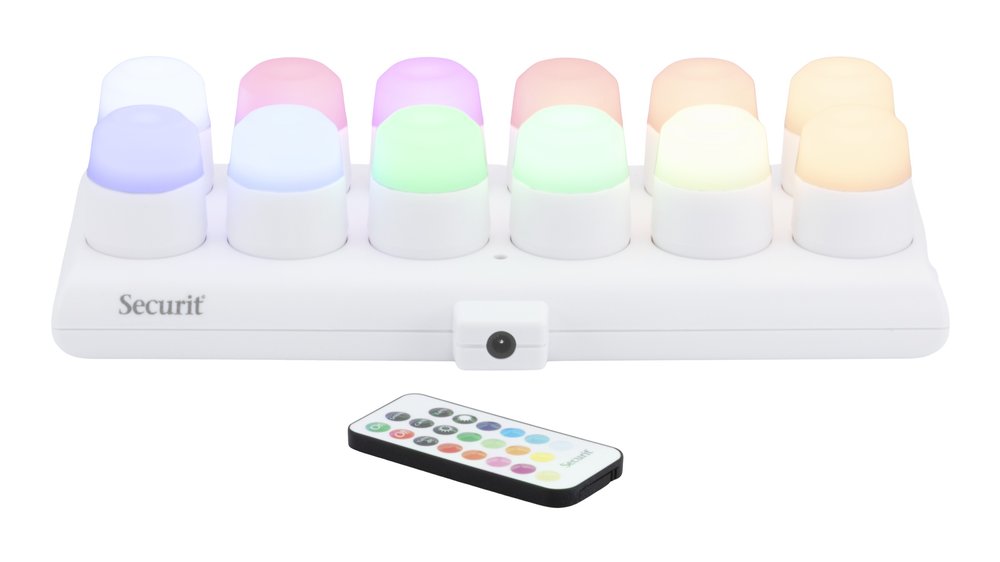 RECHARGEABLE TEA LIGHT SET OF 12 LAMPS COLORS - EACH