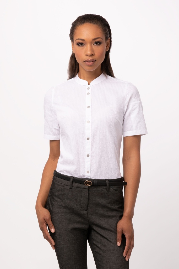 SEERSUCKER WOMEN'S SHIRT WHITE TBD - SIZE XLARGE