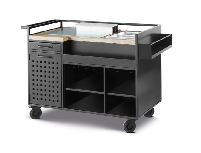 COCKTAIL TROLLEY W/SS WORK MODULE & ACCESSORIES