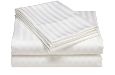 T250 SATIN STRIPE KING SIZE FITTED SHEET 78"X80"X15" WHITE TBD - DOZEN