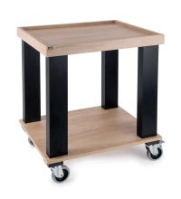 OAK MELAMINE GUERIDON TROLLY