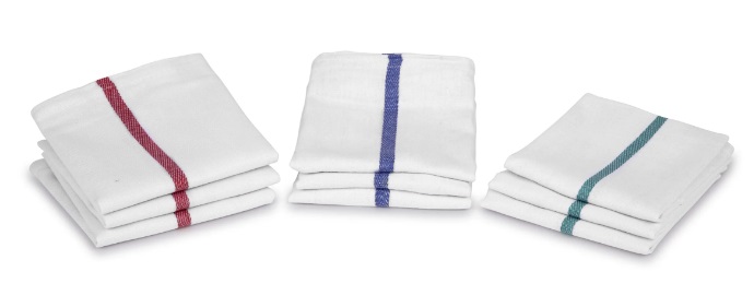 BAR TOWEL HERRINGBONE RED STRIPE SRT - DOZEN