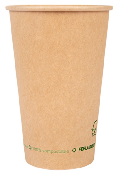 HOT/COLD PLASTIC FREE PAPER CUP 22oz KRAFT SRT/TBD - PACK OF 50 EACH