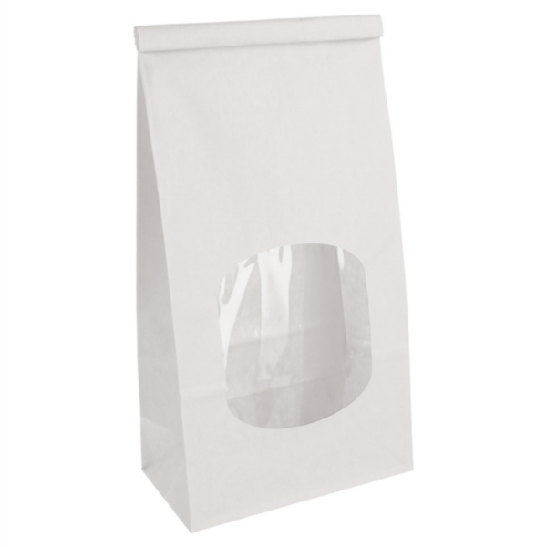 SELF SEALING WHITE PAPER BAGS 15.5+7X24.2CM - CASE OF 10 PACKS
