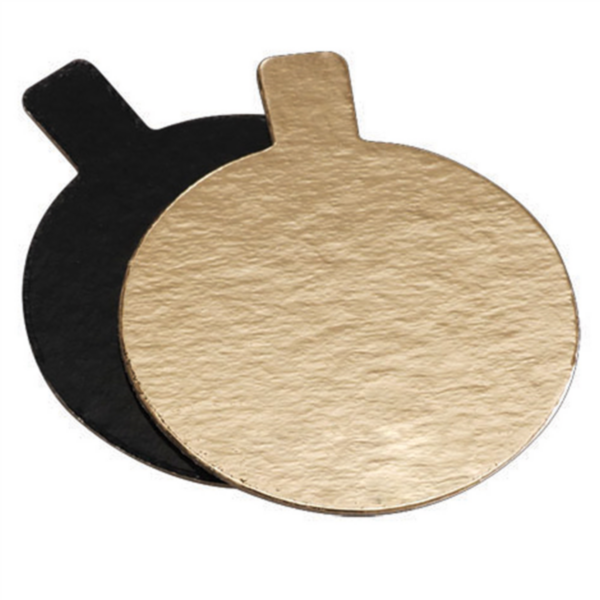 TWO SIDES CARDBOARD FOR PATISSERIE GOLD & BLACK Ø 8CM - BOX OF 250 EACH