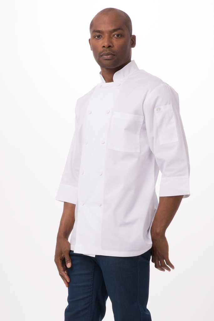 MOROCCO CHEF COAT 3/4 SLEEVE WHITE - SIZE MEDIUM 