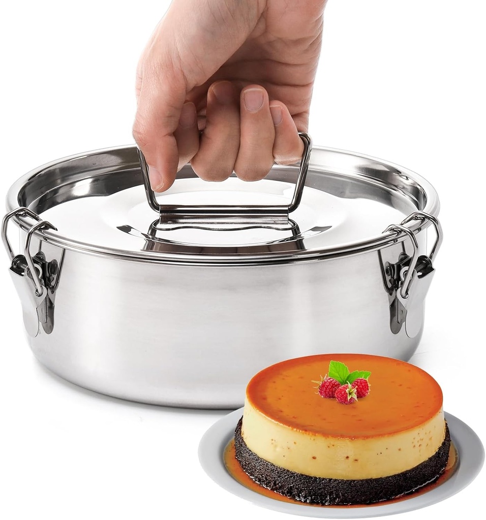 QUESILLERA/FLAN MOLD WITH LID STAINLESS STEEL 65oz - EACH
