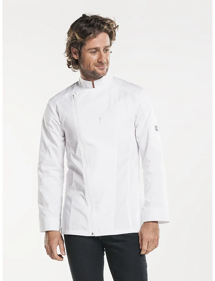 CHEF JACKET BIKER WHITE TBD - SIZE SMALL