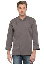 [CHW BCLZ008-S GRY] HARTFORD CHEF COAT LONG SLEEVE GREY - SIZE SMALL