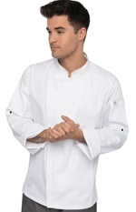 [CHW BCLZ008-S WHT] HARTFORD CHEF COAT LONG SLEEVE WHITE - SIZE SMALL