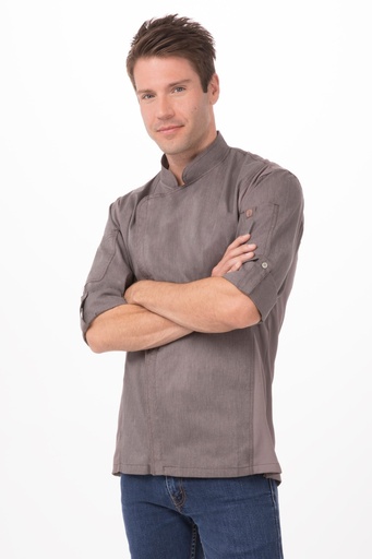[CHW BCLZ008-XL GPG] HARTFORD CHEF COAT LONG SLEEVE GRAPHITE GREY - SIZE XLARGE