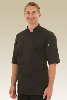 [CHW JLCV-BLK-XL] MONTREAL CHEF COAT SHORTSLEEVE BLACK - SIZE XLARGE