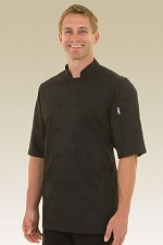 [CHW JLCV-BLK-XS] MONTREAL CHEF COAT SHORTSLEEVE BLACK - SIZE  XSMALL