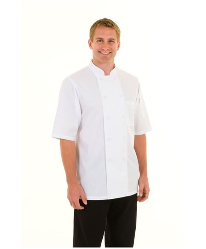 [CHW JLCV-WHT-M] MONTREAL CHEF COAT SHORTSLEEVE WHITE - SIZE MEDIUM