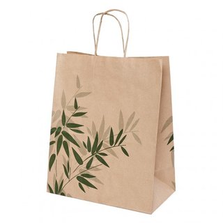 [GDP 142.59] FEEL GREEN KRAFT BAG W/HANDLE 20X10X29CM - CASE OF 250 EACH