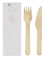 [GDP 250.85] CUTLERY SET WOOD SACHET FORK/KNIFE - PACK OF 100 SET 