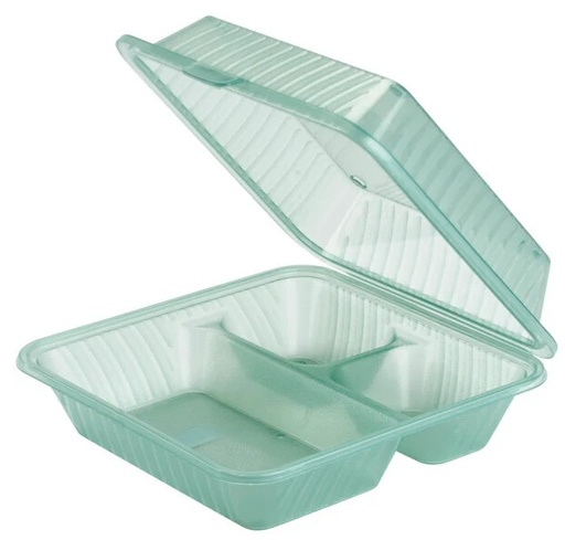 [GET EC-12-1 JADE] ECO FOOD CONTAINER 9X9X3" 3 COMPARTMENT - EACH