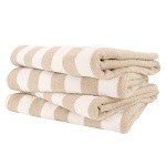 [MON BEACH TOWEL BEI] BEACH TOWEL STRIPED WHITE/BEIGE - DOZEN