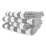 [MON BEACH TOWEL GREY] BEACH TOWEL STRIPED WHITE/GREY - DOZEN