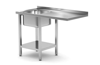 [HEN 237519] DISH TABLE UNDERCOUNTER 48"x 28", LEFT MOUNT
