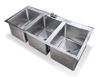 [SW SWDIS-3FB101410] DROP-IN SINK BOWL W/FAUCET, 3COMP (19"x37x10")