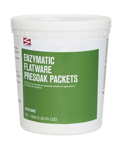 [SWISHER 6101382] ENZYMATIC FLATWARE PRESOAK TBD - PAIL OF 75 PACKETS