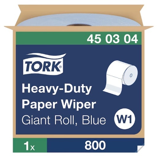 [TORK 450304] HD PAPER WIPER BLUE 1PLY 800 EACH - CASE OF 1 ROLL