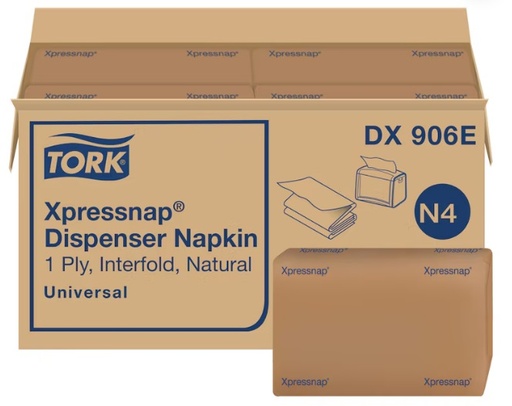 [TORK DX906E] XPRESSNAP DISPENSER NAPKIN 1PLY NATURAL - CASE OF 6000 EACH