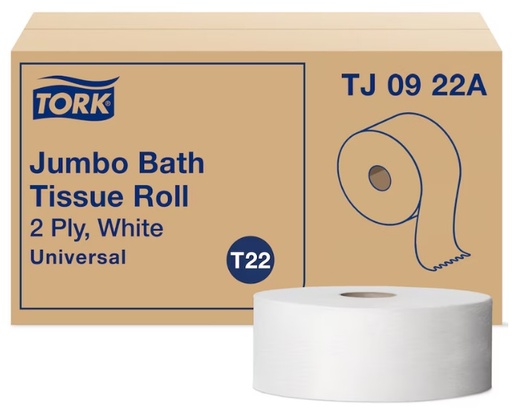 [TORK TJ0922A] TOILET PAPER JUMBO ROLL OF 1000' 2PLY - CASE OF 12 ROLL